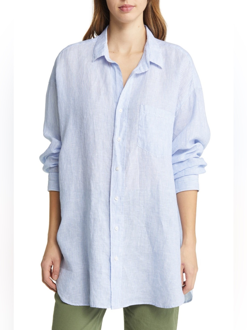 Frank & Eileen Oversized 100% Linen Mackenzie Button Up Top One Size
